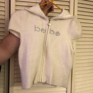 Fur Zip Up ShortSleeve Lace Hooded Jacket Sz Jr Lg